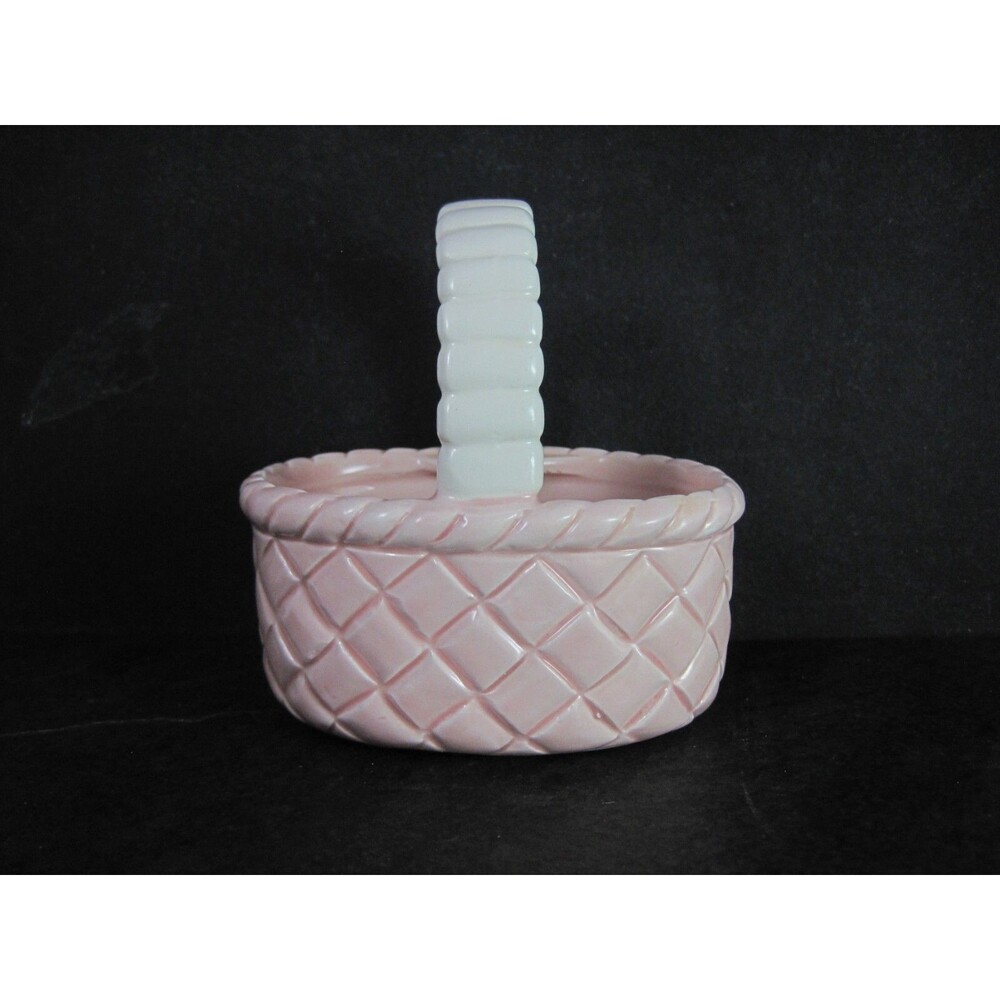 Small Vintage Lefton Pink Decorative Basket Easter Decor